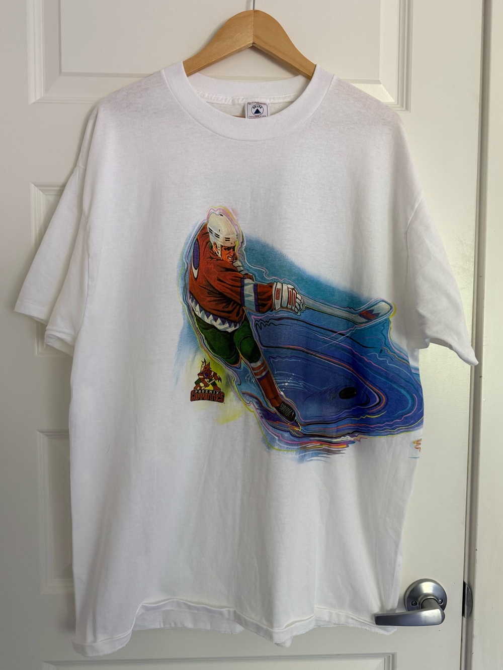 Vintage Phoenix Coyotes NHL Power Play Wraparound AOP T Shirt XL Men Hockey 90s